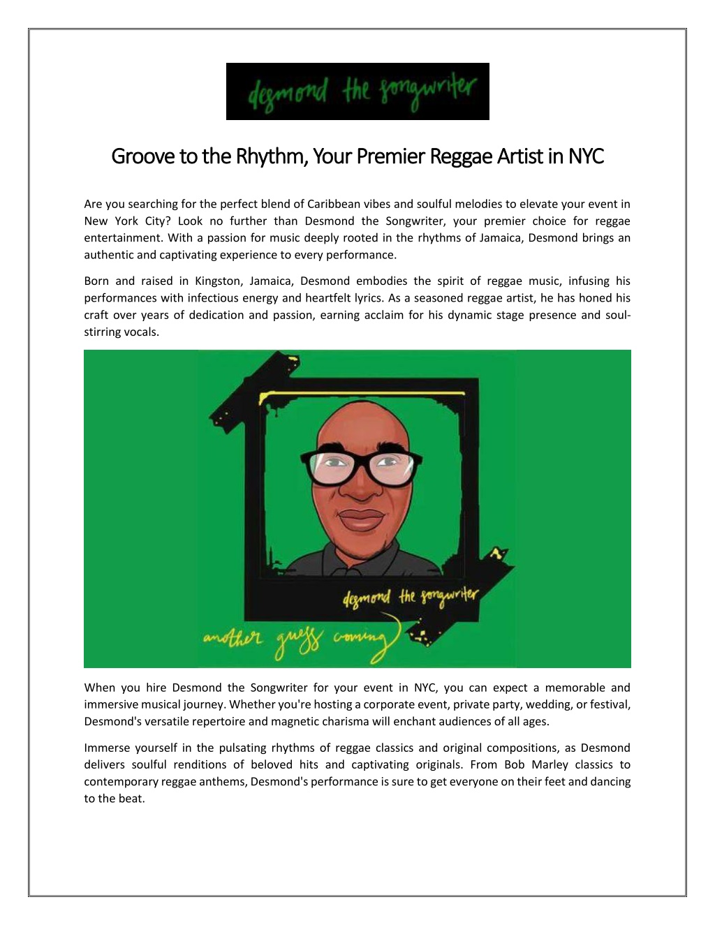 groove to the rhythm your premier reggae artist l.w