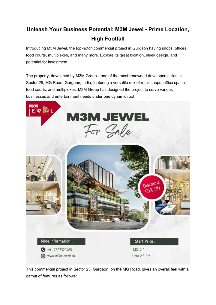 unleash your business potential m3m jewel prime n.w