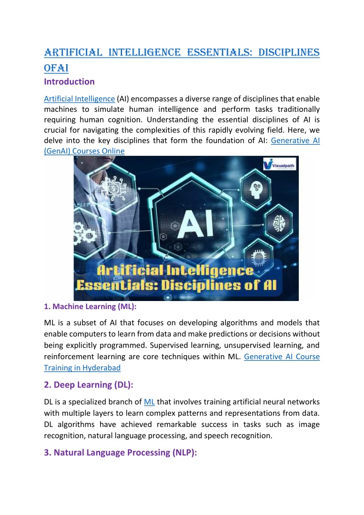 artificial intelligence essentials disciplines n.w