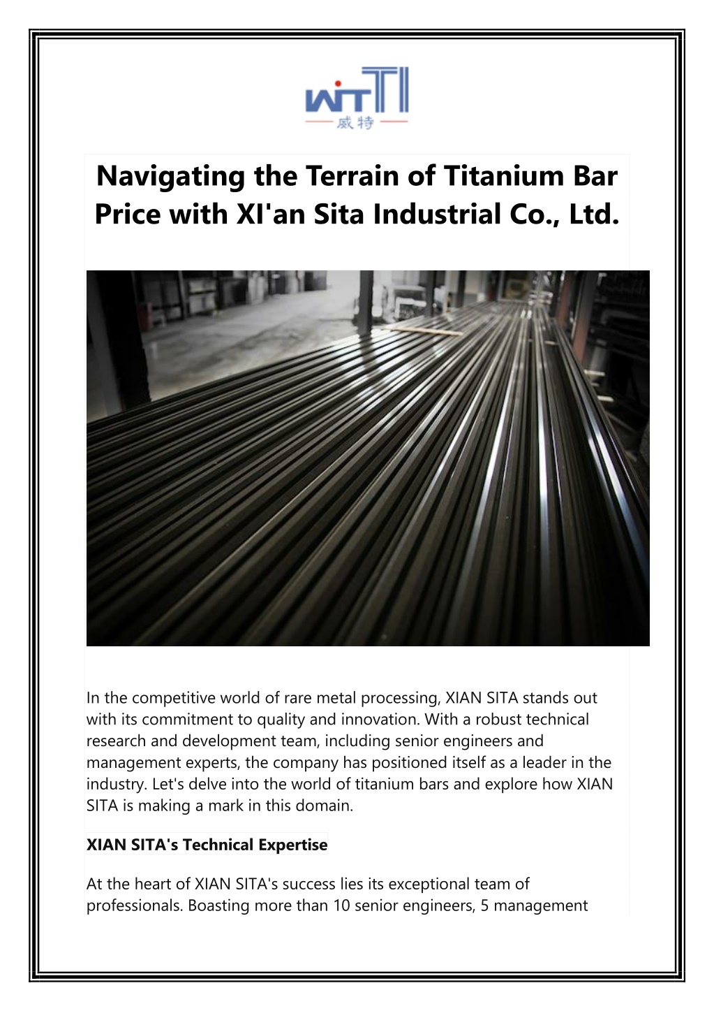 navigating the terrain of titanium bar price with l.w