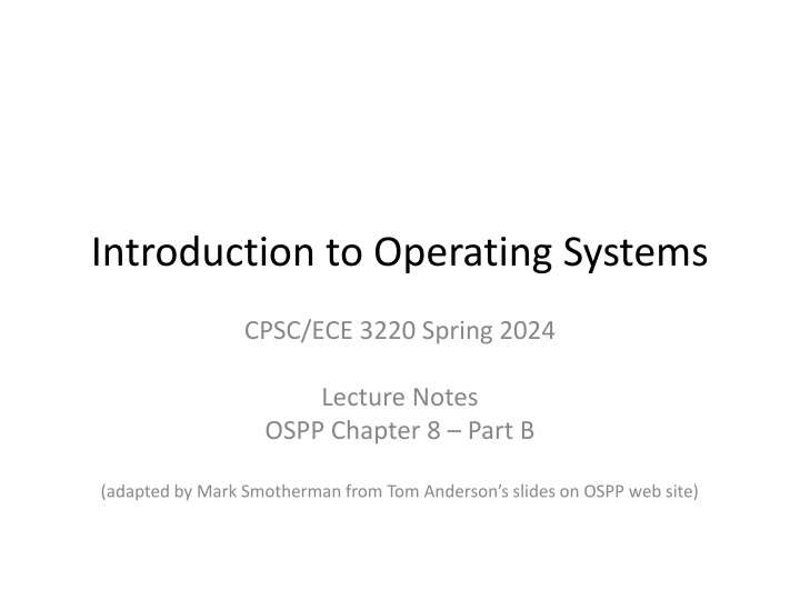 Introduction to Operating Systems