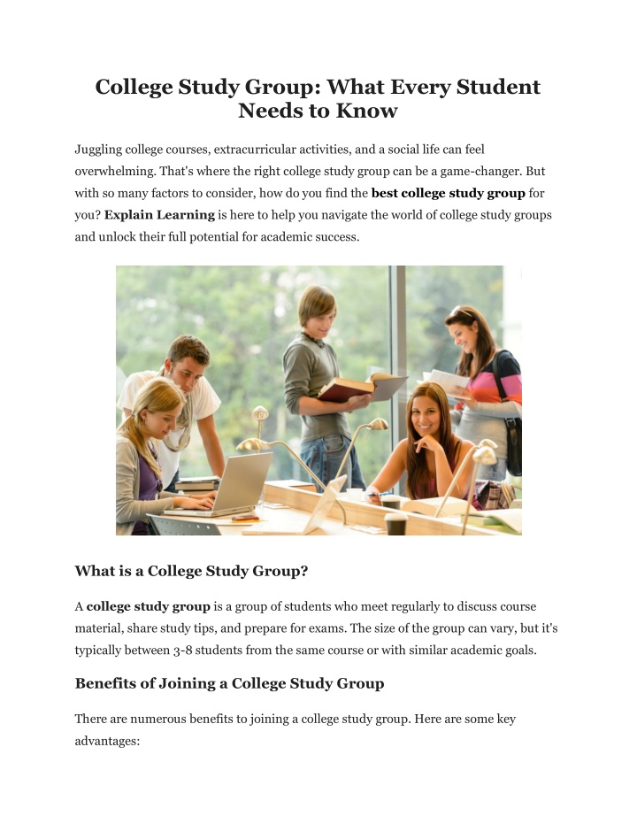 college study group what every student needs n.w