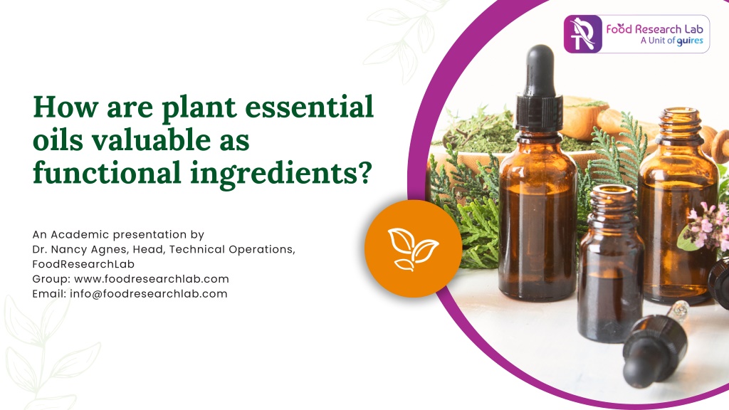 how are plant essential oils valuable l.w