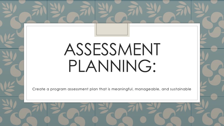 Effective Program Assessment Planning Guide