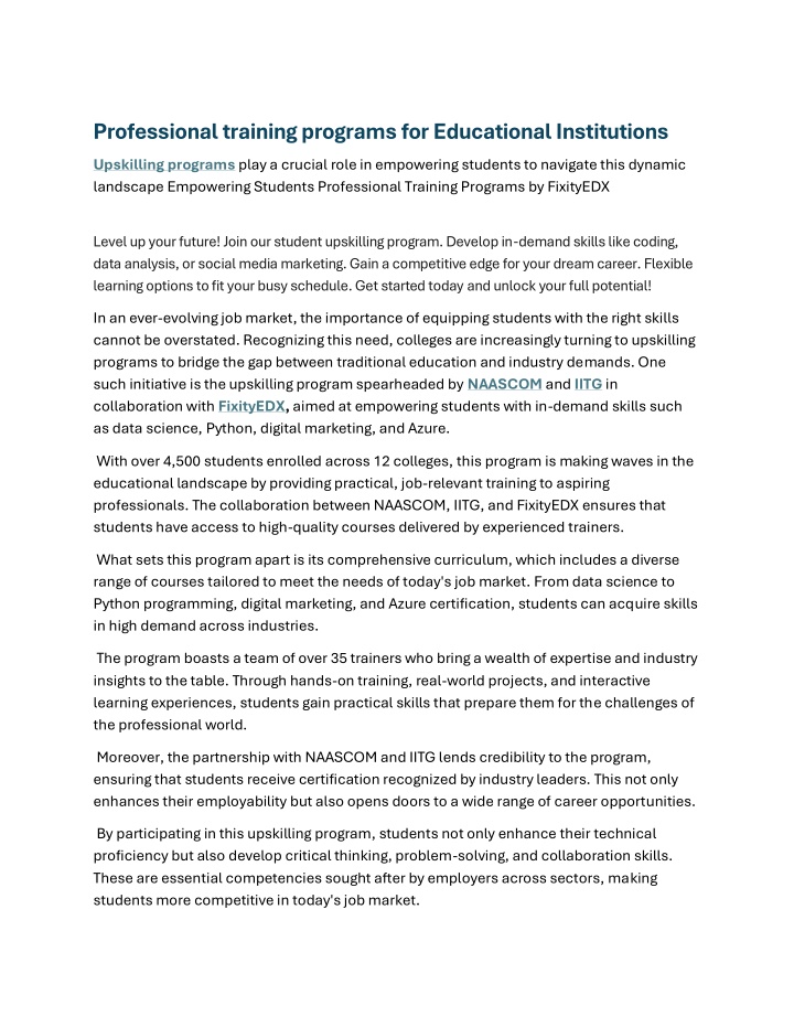 professional training programs for educational n.w