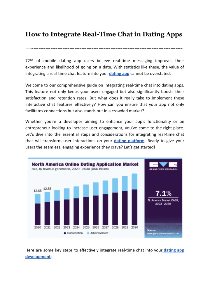 how to integrate real time chat in dating apps n.w