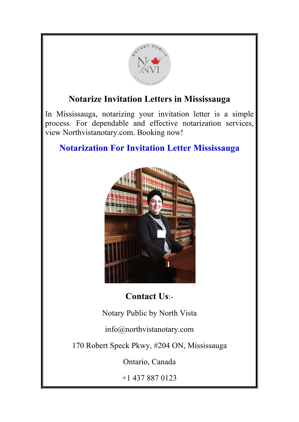 notarize invitation letters in mississauga l.w