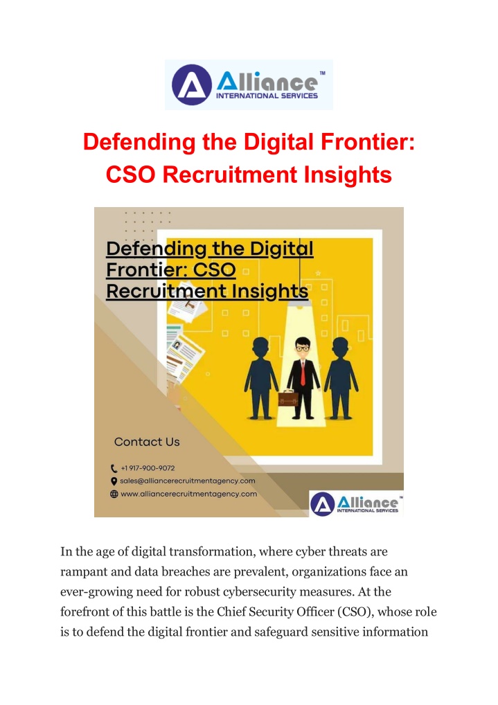 defending the digital frontier cso recruitment n.w