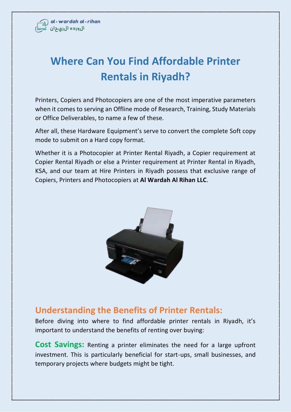 where can you find affordable printer rentals l.w