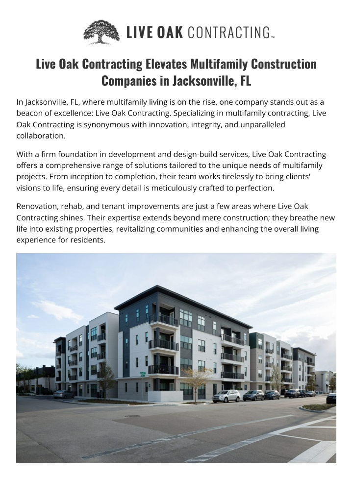 live oak contracting elevates multifamily n.w