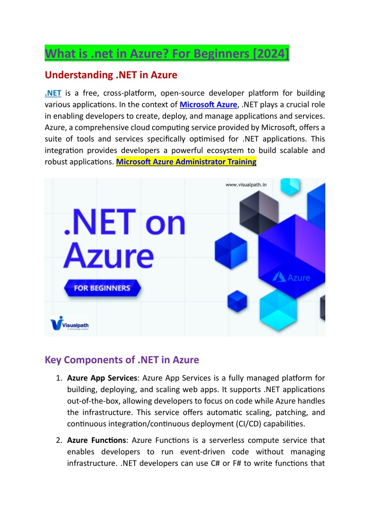 what is net in azure for beginners 2024 n.w
