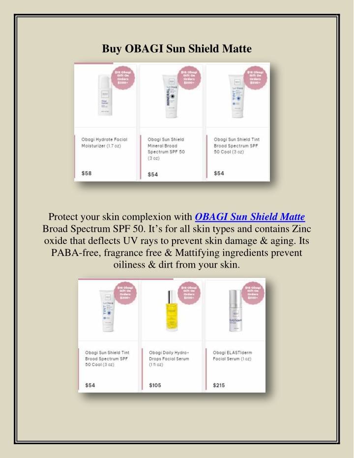 buy obagi sun shield matte n.w