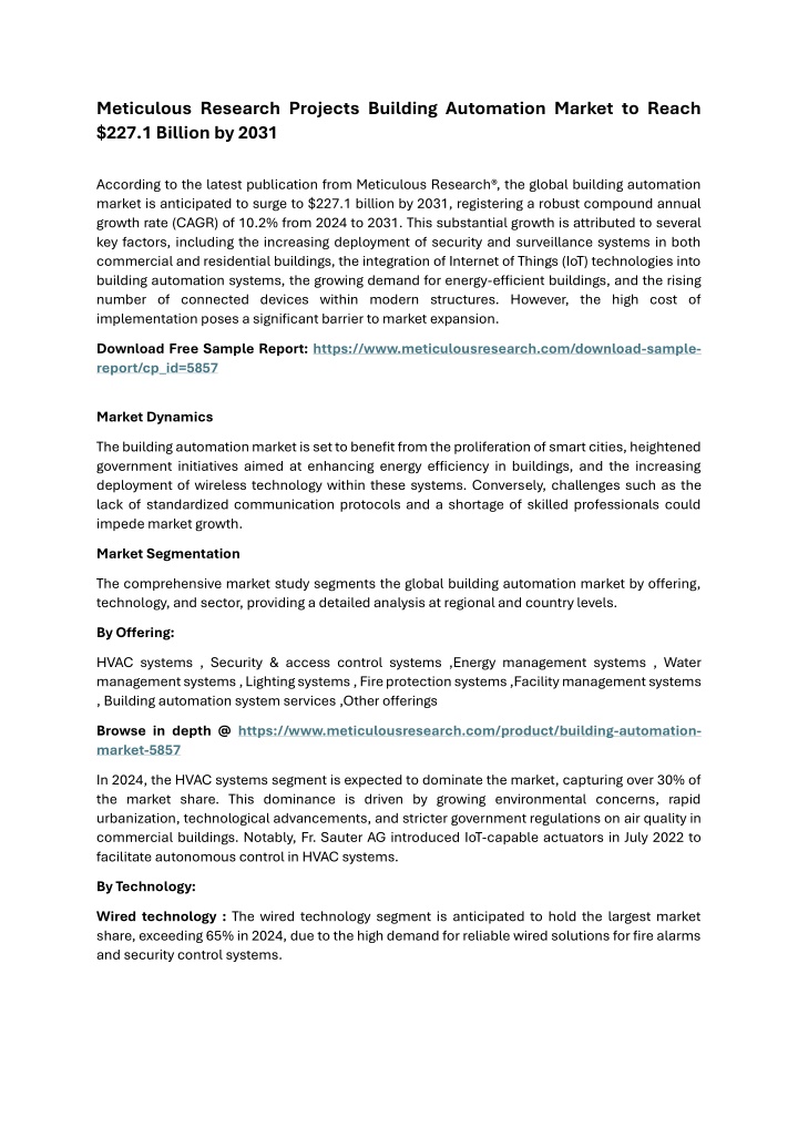 meticulous research projects building automation n.w
