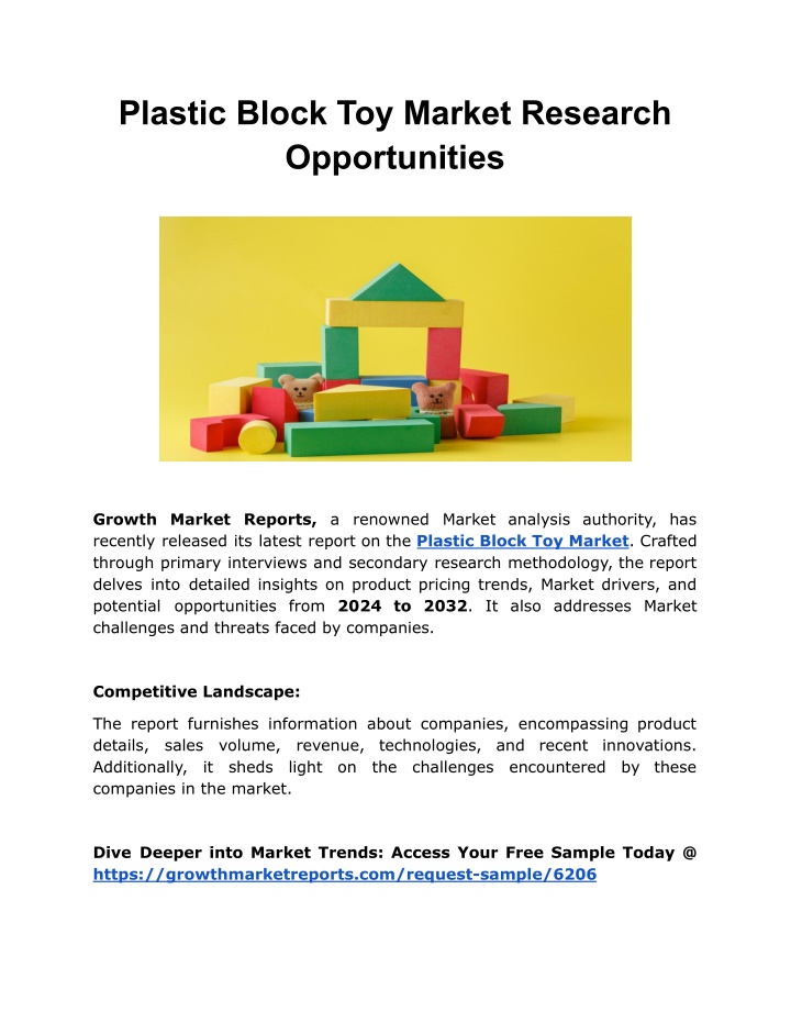 plastic block toy market research opportunities n.w