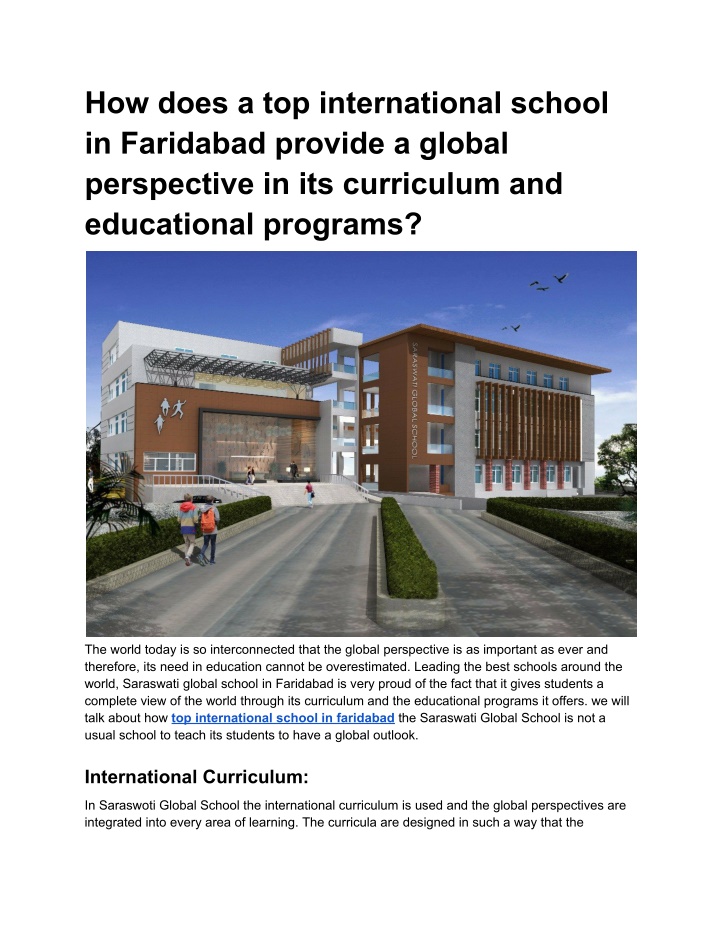 how does a top international school in faridabad n.w