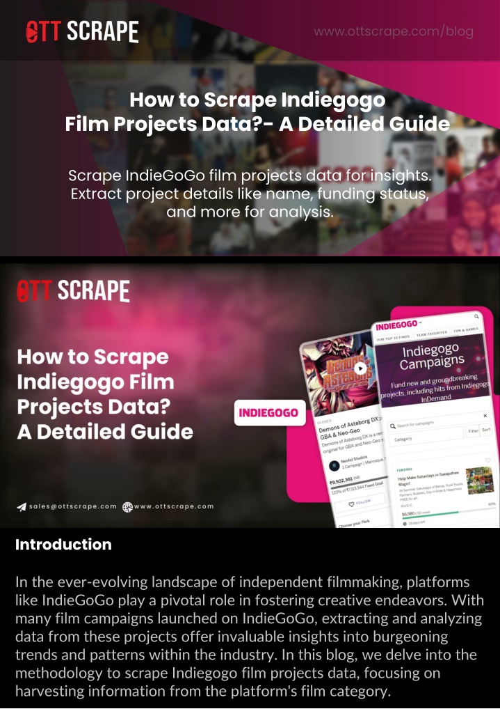 how to scrape indiegogo film projects data n.w