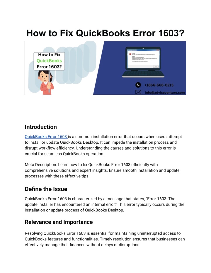 how to fix quickbooks error 1603 n.w