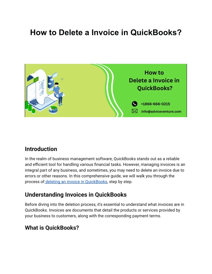 how to delete a invoice in quickbooks n.w