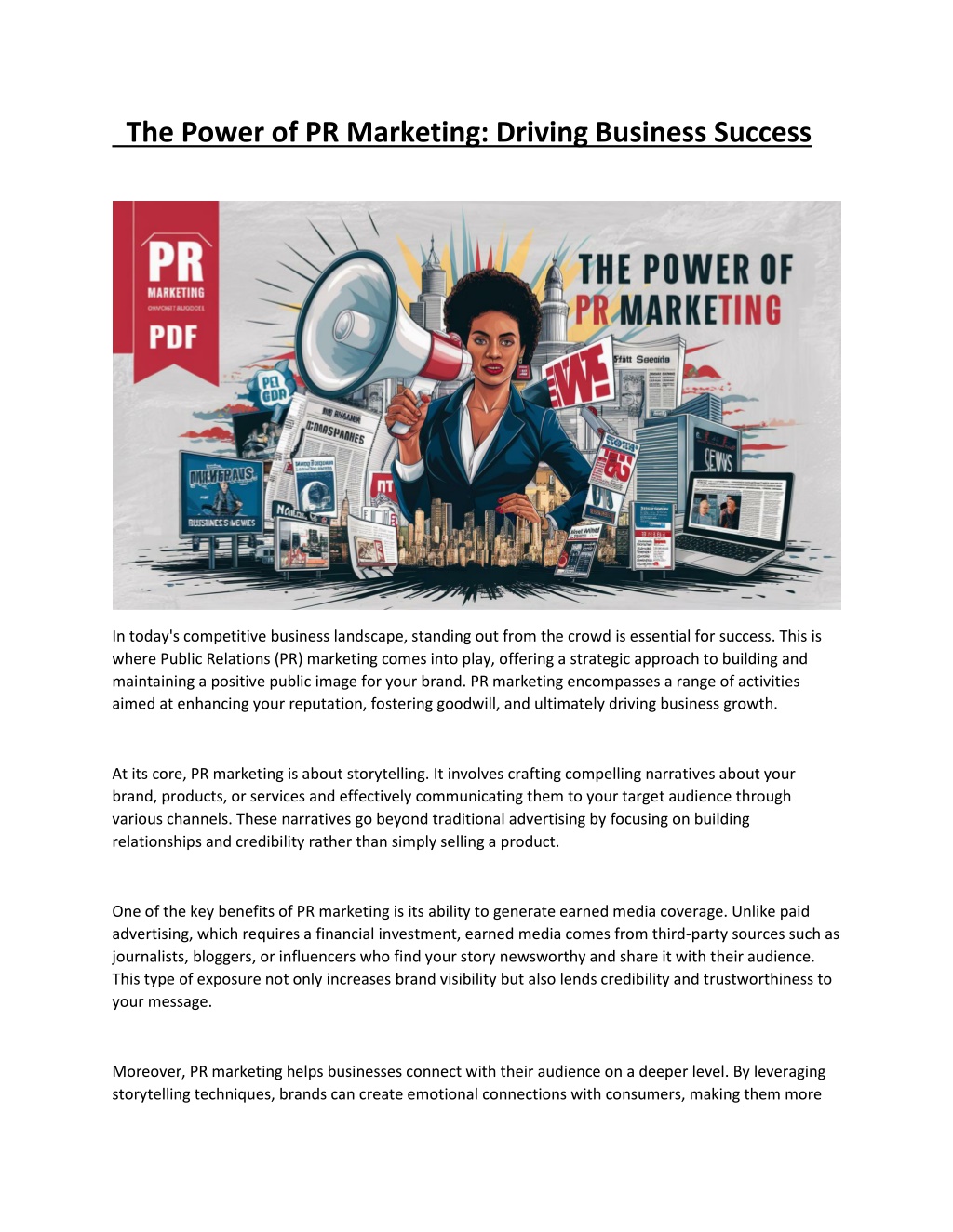 the power of pr marketing driving business success l.w