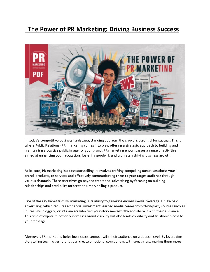 the power of pr marketing driving business success n.w