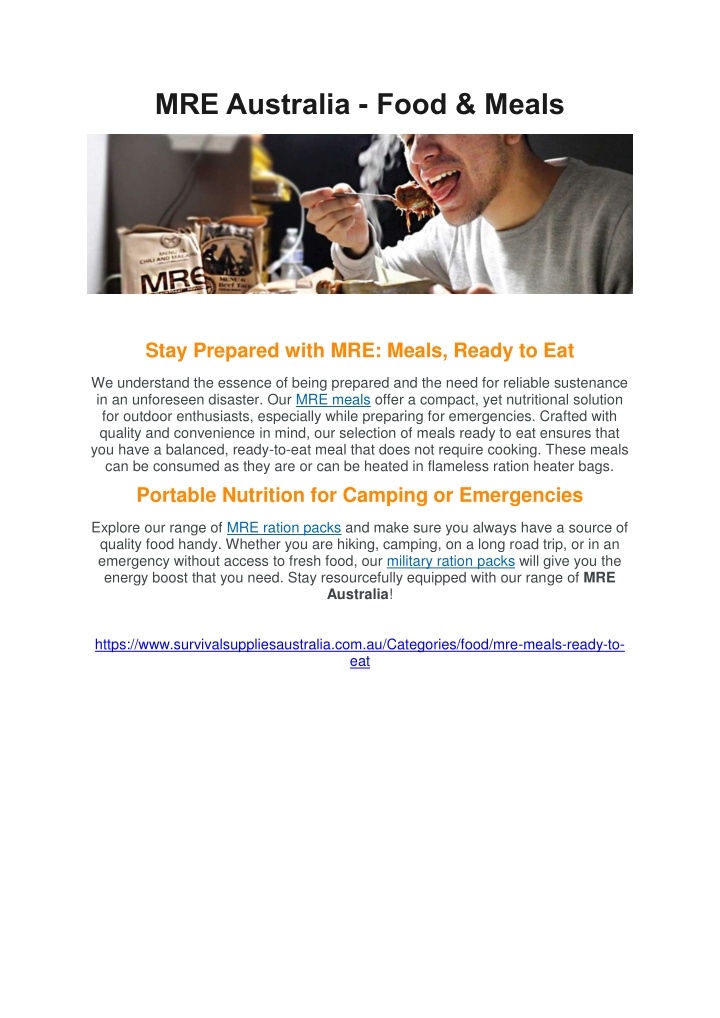 mre australia food meals n.w