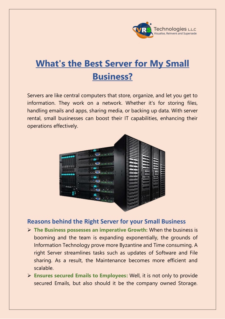 what s the best server for my small business n.w