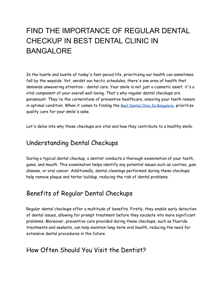 find the importance of regular dental checkup n.w