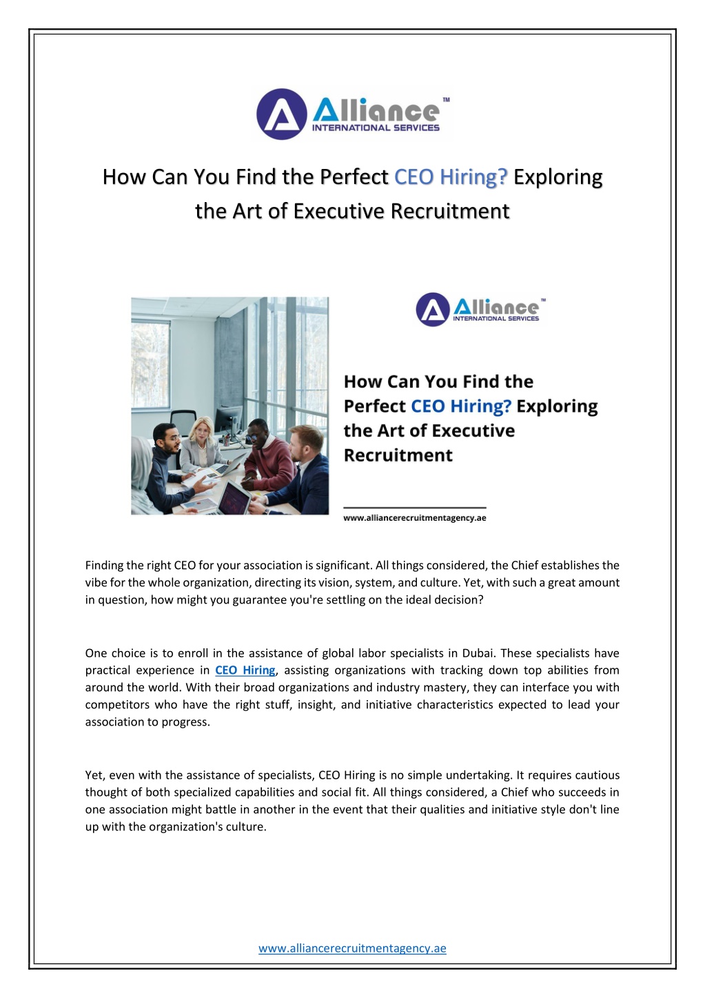 how can you find the perfect ceo hiring exploring l.w