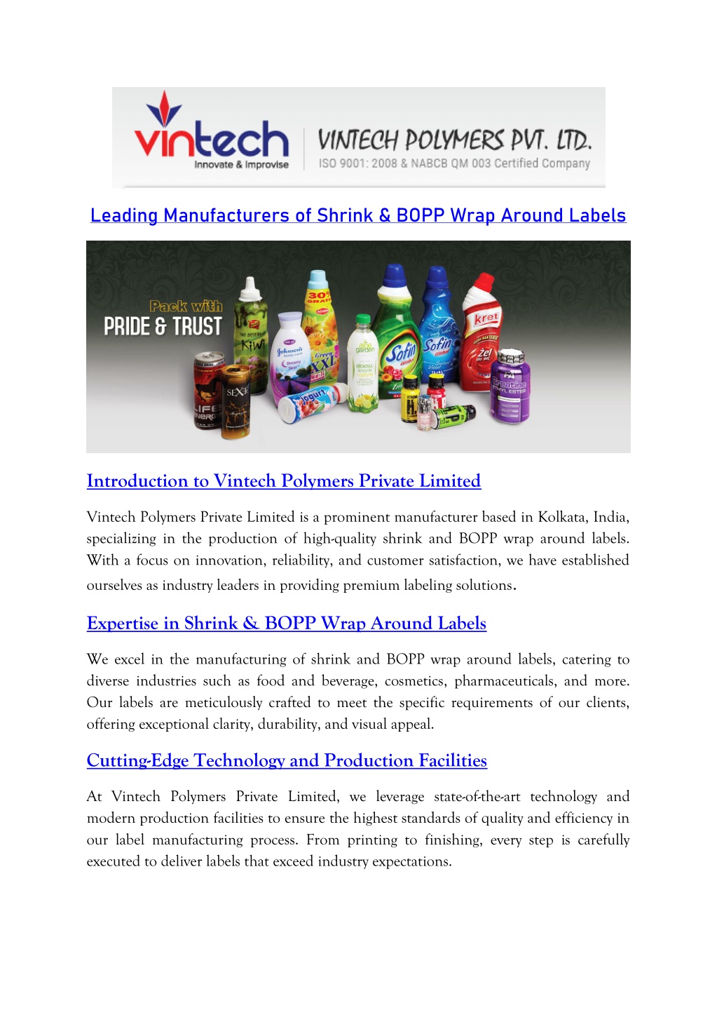 leading manufacturers of shrink bopp wrap around l.w