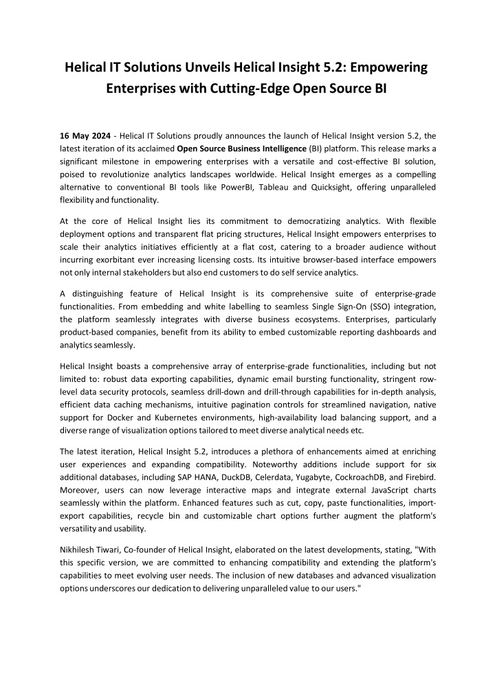 Helical IT Solutions Unveils Helical Insight 5.2 (2)