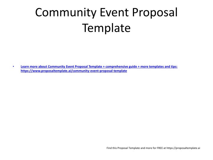 Community Event Proposal Template and Guide