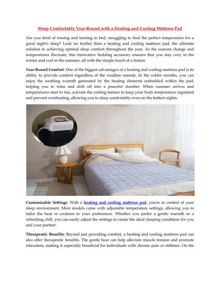 sleep comfortably year round with a heating n.w