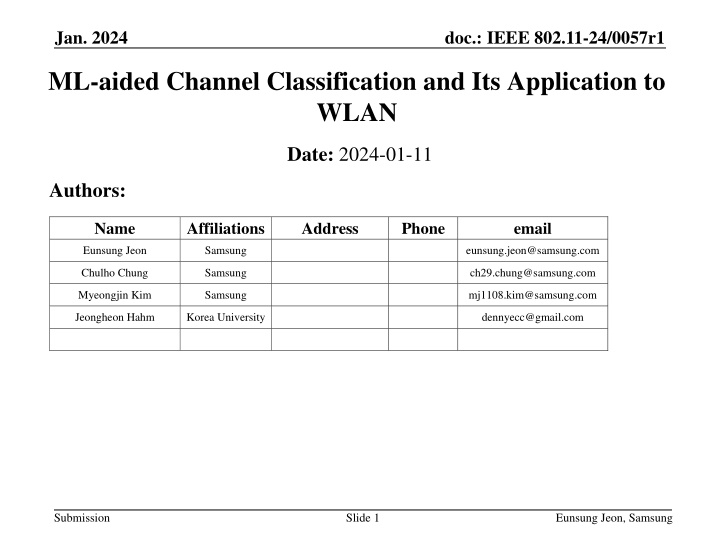 ML-Aided Channel Classification for WLAN Optimization