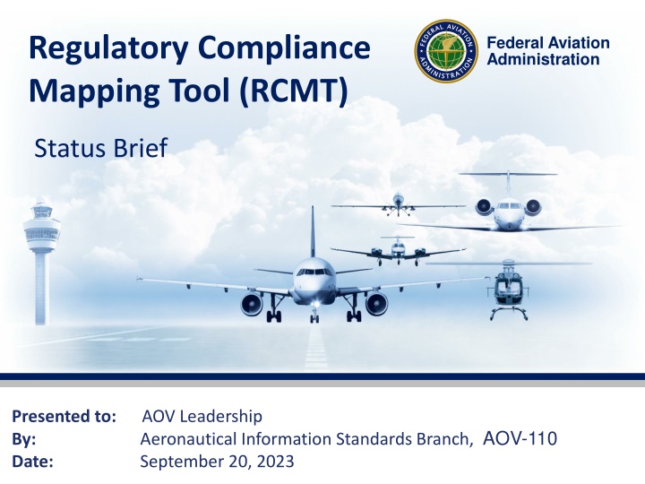 Regulatory Compliance Mapping Tool (RCMT) Status Update - September 20, 2023