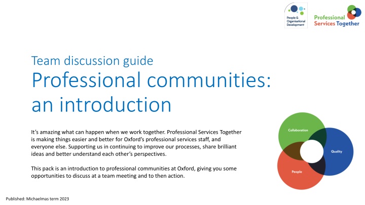 Professional Communities at Oxford: A Guide for Collaboration and Growth