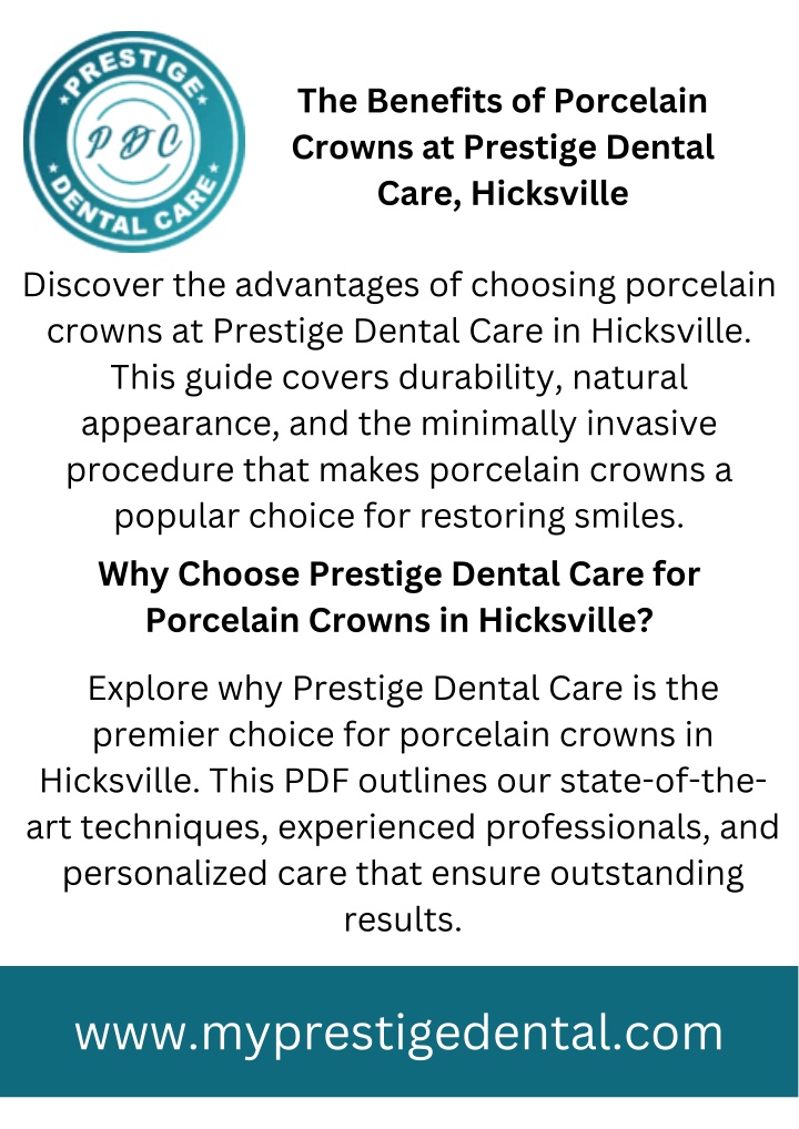the benefits of porcelain crowns at prestige n.w