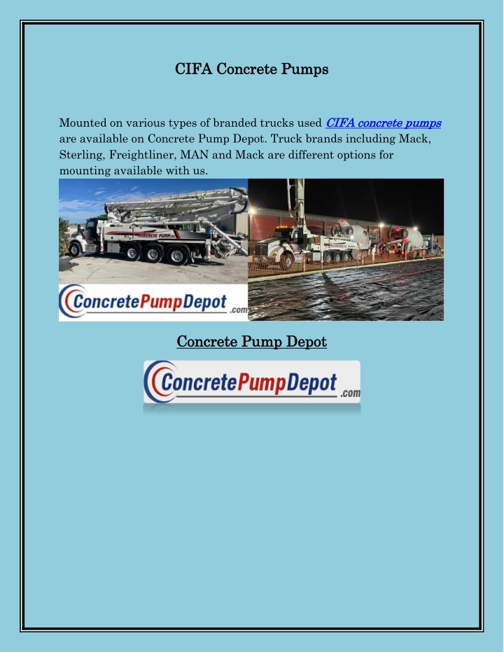 c cifa concr ifa concrete pump n.w