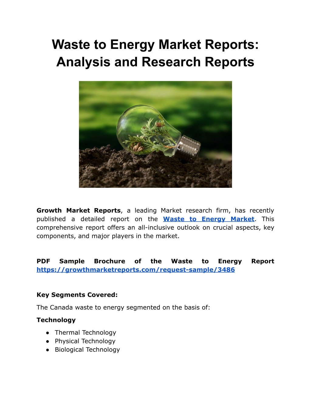 waste to energy market reports analysis l.w