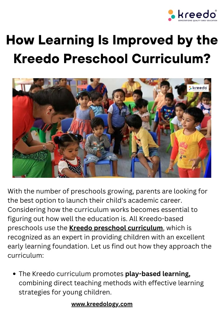 how learning is improved by the kreedo preschool n.w