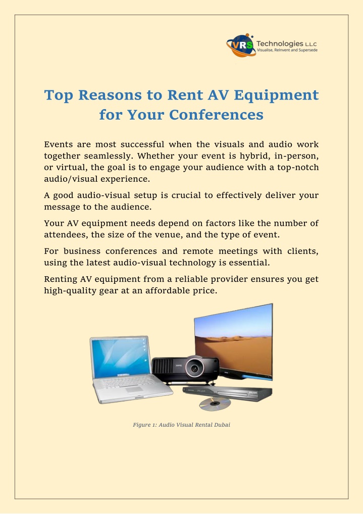 top reasons to rent av equipment for your n.w