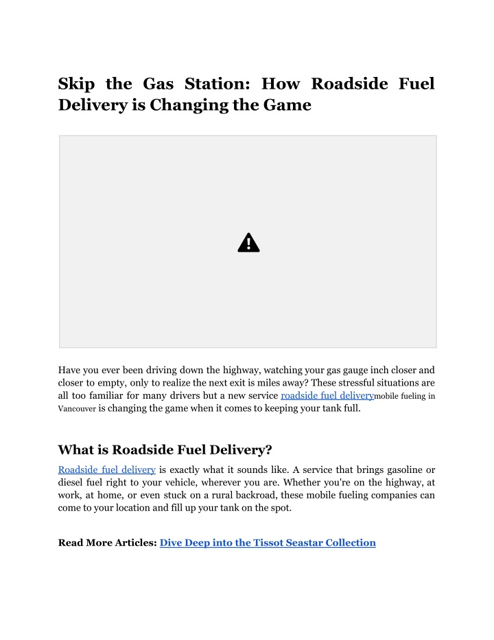 skip the gas station how roadside fuel delivery n.w