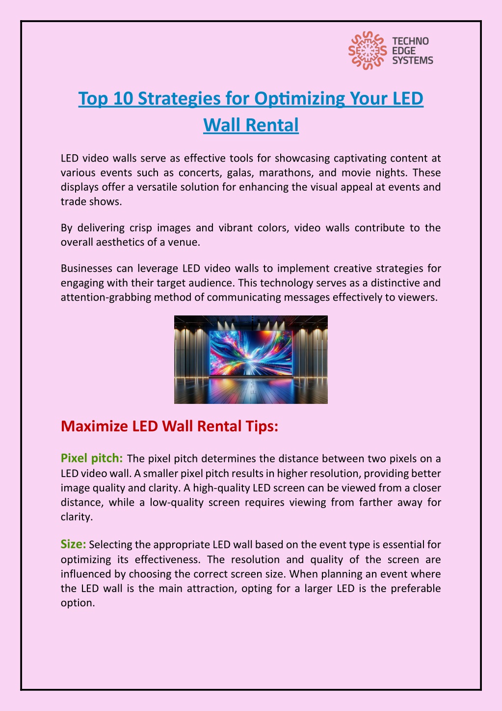 top 10 strategies for optimizing your led wall l.w