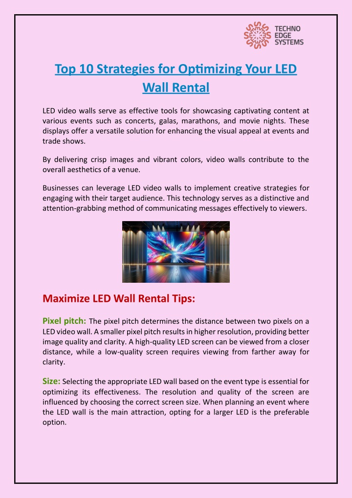 top 10 strategies for optimizing your led wall n.w
