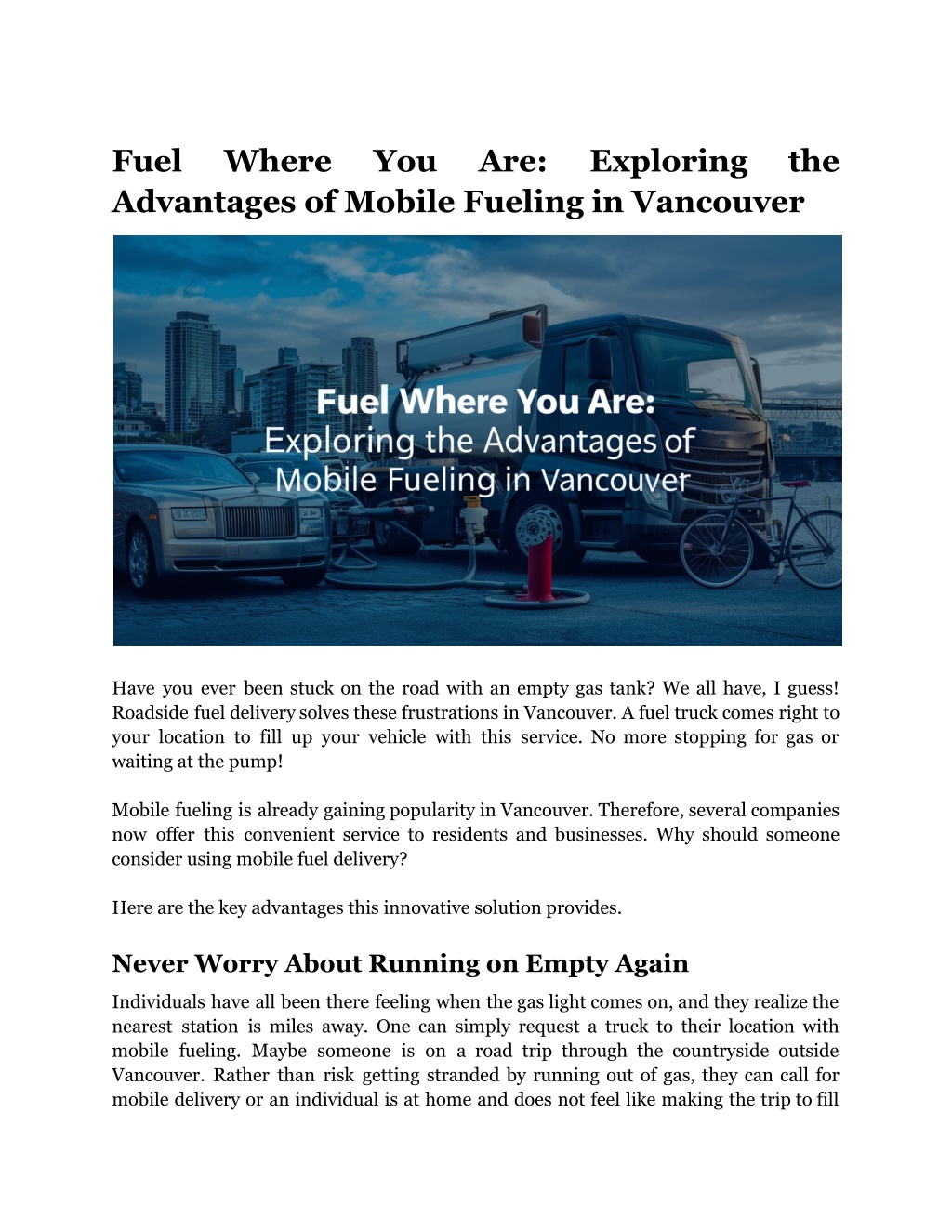 fuel advantages of mobile fueling in vancouver l.w