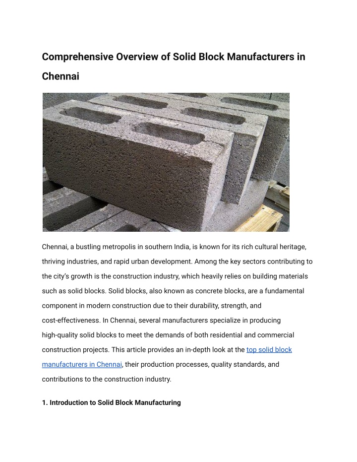 comprehensive overview of solid block n.w