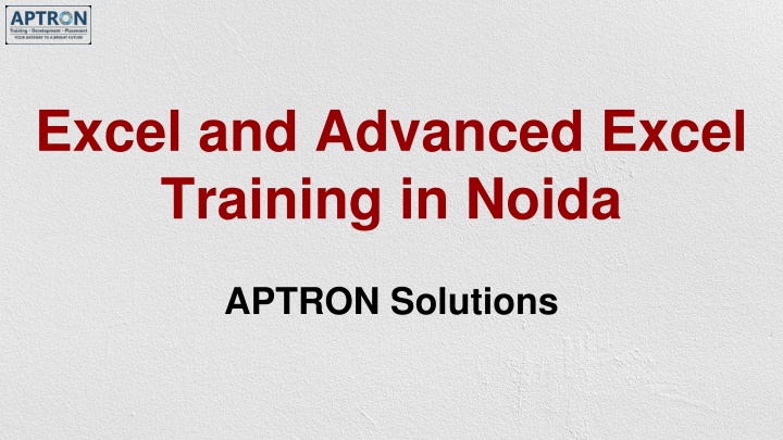 Excel and Advanced Excel Training in Noida