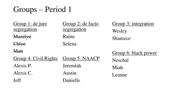 Civil Rights Movement Vocabulary