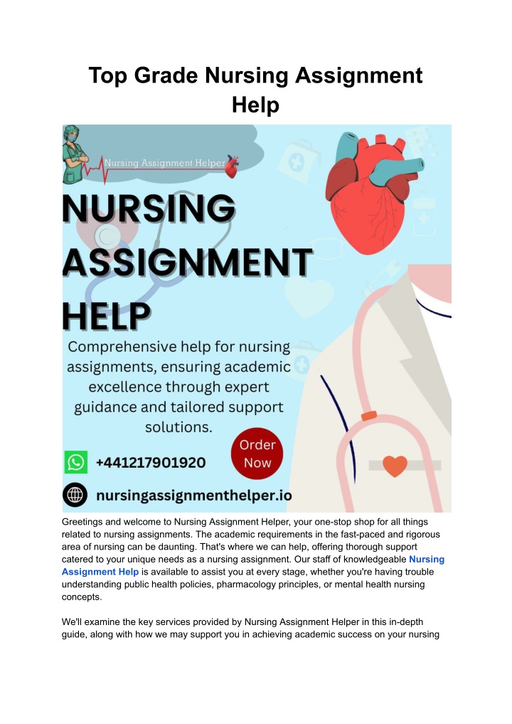 top grade nursing assignment help n.w