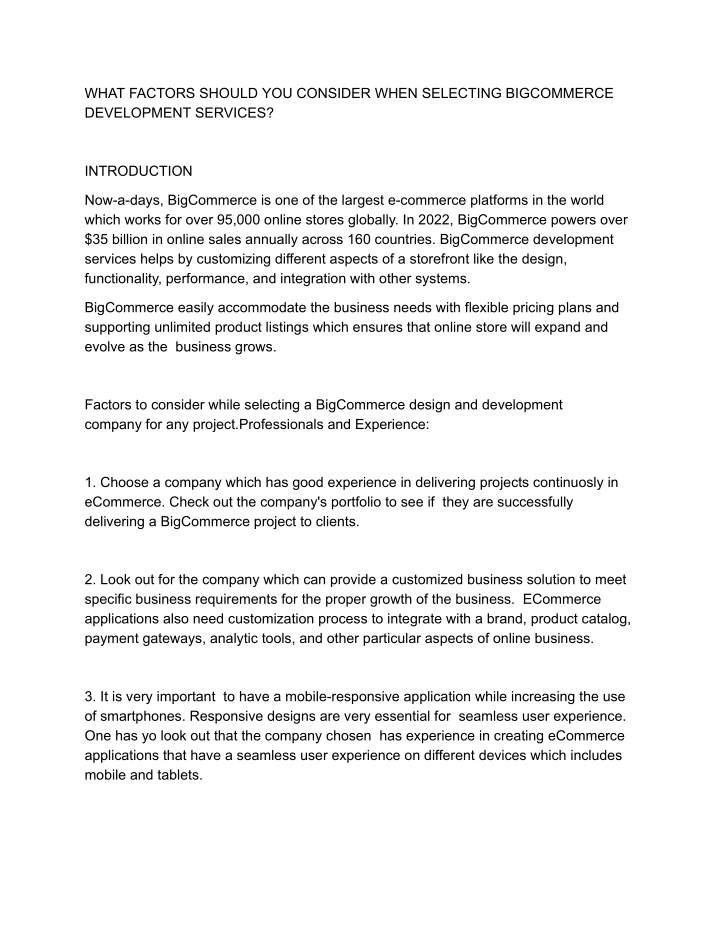 what factors should you consider when selecting n.w