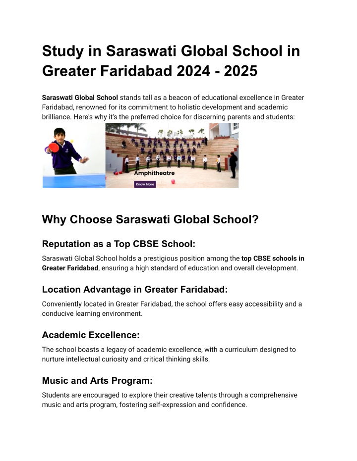 study in saraswati global school in greater n.w